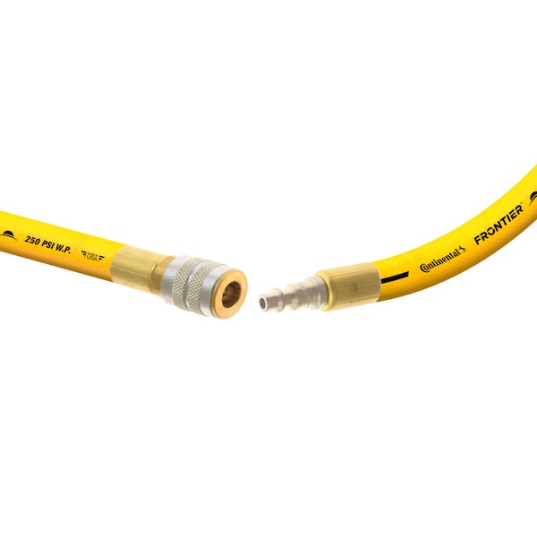 3/8 X 75' Yellow EPDM Air Hose, 300 PSI, 3/8 Ind. Interchange M+F QC